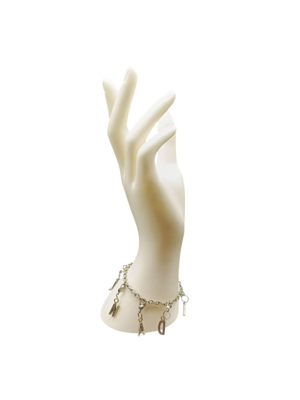 Linda Silver-Tone Vintage Charm Bracelet with Letter Pendants